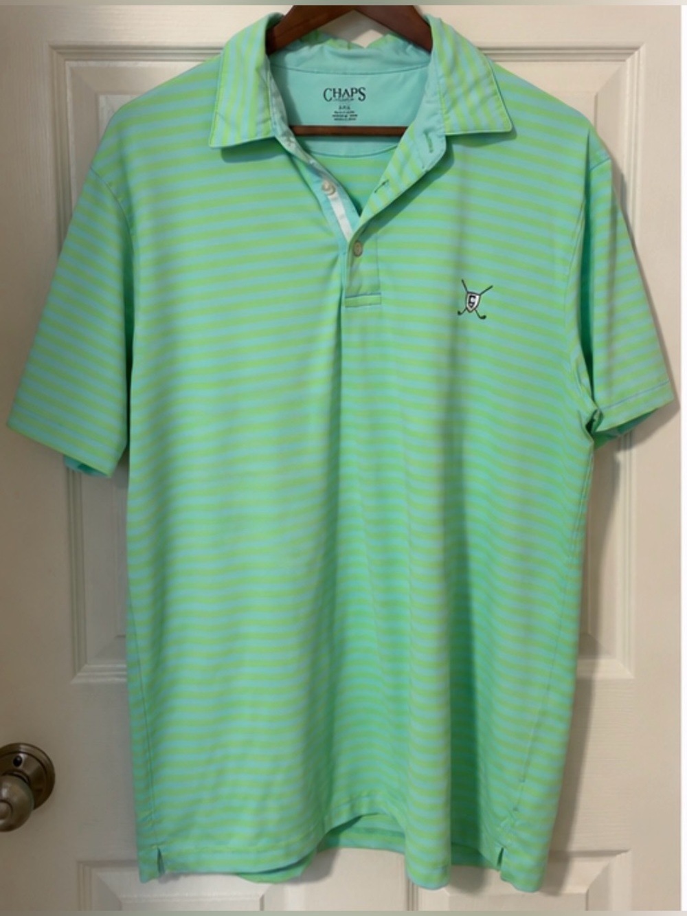 Chaps Men’s Light Green Striped Polo